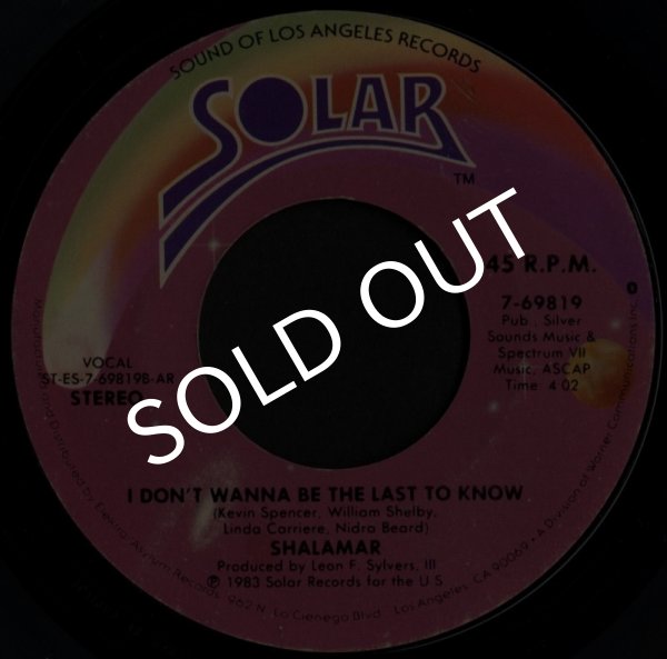 画像1: Shalamar / I Don't Wanna Be The Last To Know (Solar/45s)  (1)